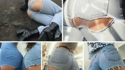 잠깐유행한엉찢청바지짤모음